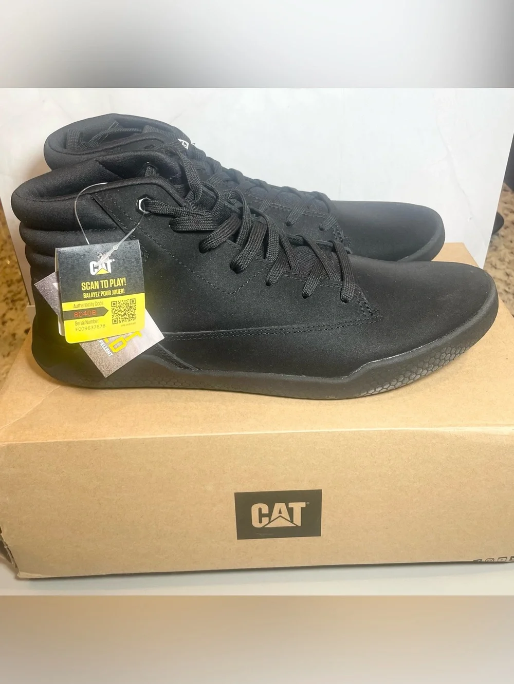 CAT Caterpillar Hex HI Work Shoe, Men 9/Women 11 Black NEW